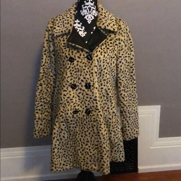 Cheetah Swing Coat With Faux Fur 